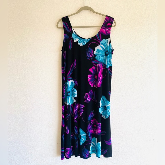 Jostar Poly Spandex Travel Knit Slinky Stretch Floral Dress - Picture 2 of 9